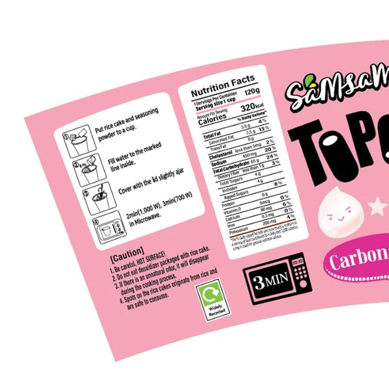 Samsam ,  Carbonara Toppokki  Rice Cake Korean Street Food Instant tteokbokki(Pack of 6 cup)