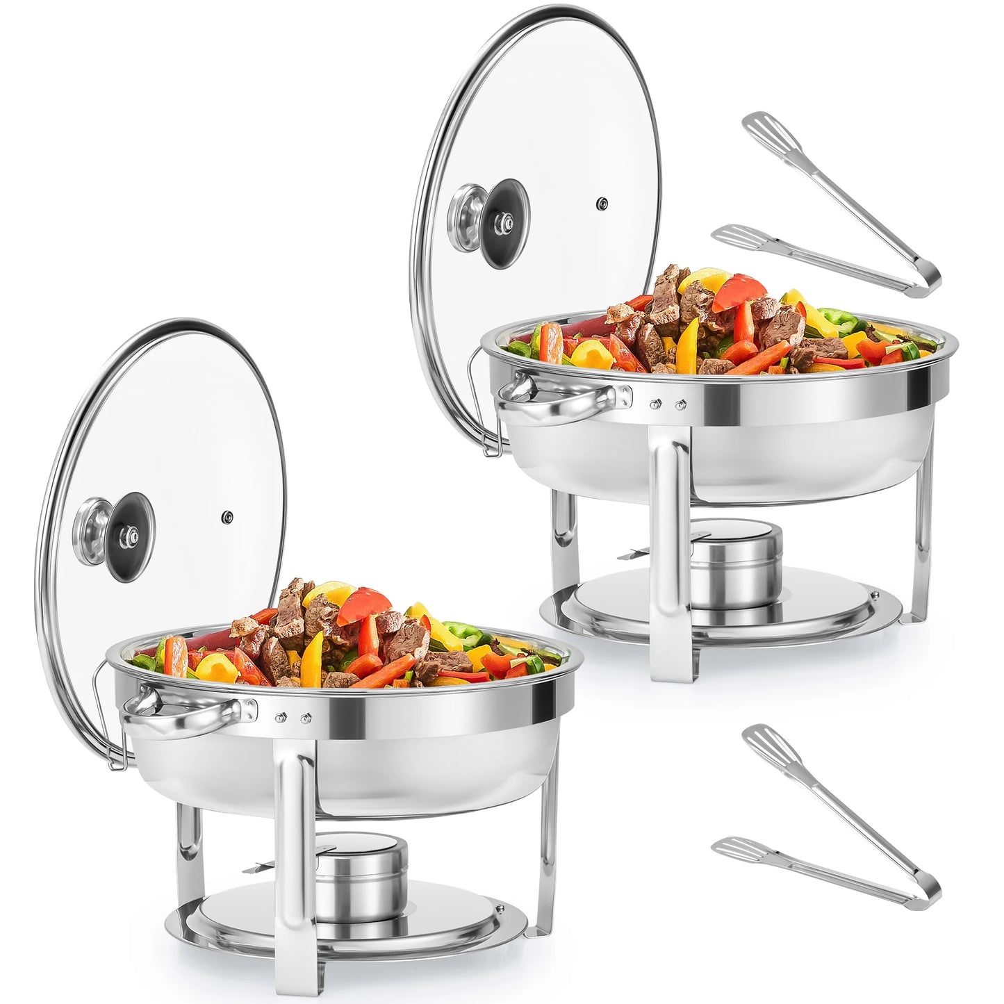 Wilprep 4/6/8PCS 5/6QT Chafing Dish Buffet Set Stainless Steel Food Warmer for Parties