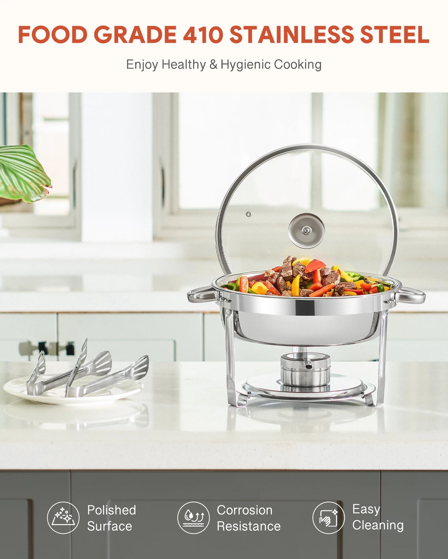 Wilprep 4/6/8PCS 5/6QT Chafing Dish Buffet Set Stainless Steel Food Warmer for Parties