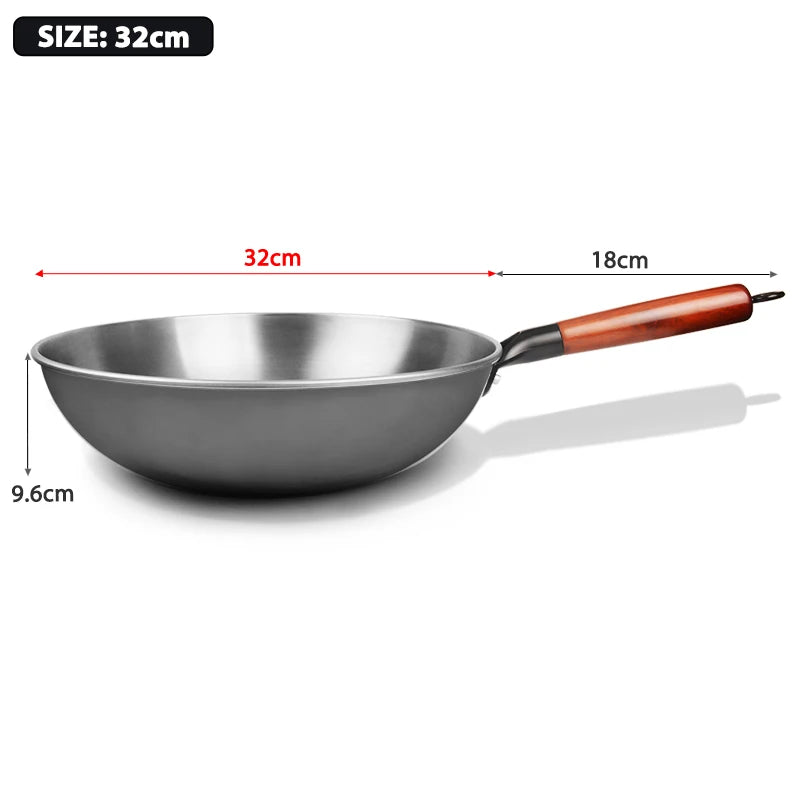 30/32CM Iron Wok Traditional Handmade Wok Kitchen Cookware Non-coating Pan Electromagnetic Furnace General Iron Pot