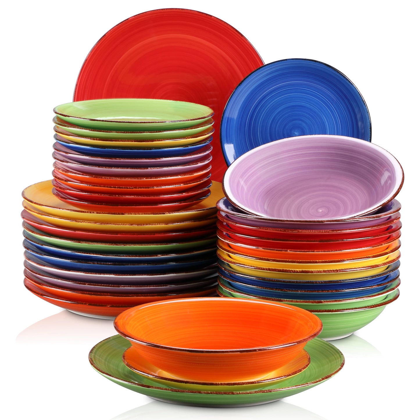 vancasso Mix-Color 18/36 Piece Dinnerware Set of 6PCS Dinner plates, Soup Plates, Dessert Plates Earthenware for 12 People