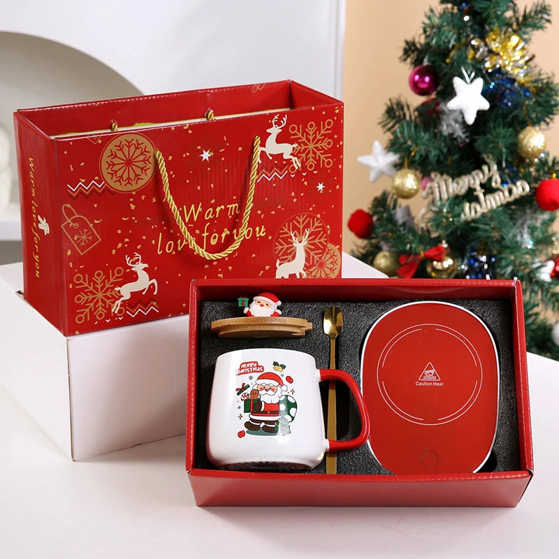 Valentine's Day Gift Set 55 ℃ Thermostat Mugs Cup Ceramic Cup With Lid With Spoon Coffee Mug For Office Or Home Use Portable Mea