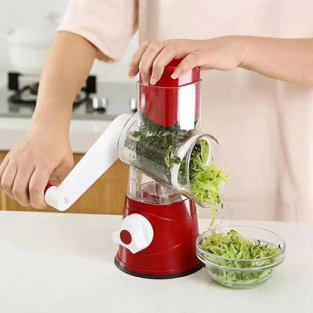 Vegetable Cutter & Slicer Manual Kitchen Cheese Chopper Machine With 3 Sharp Drums Multifunctional Garlic Potato Shredder