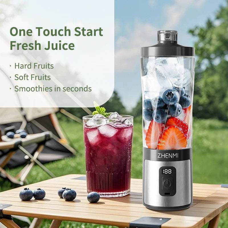 Portable Ice-Crushing Blender, 600ml High-Speed Blending for Smoothies, , Shakes, Food Prep, and Frozen Blending