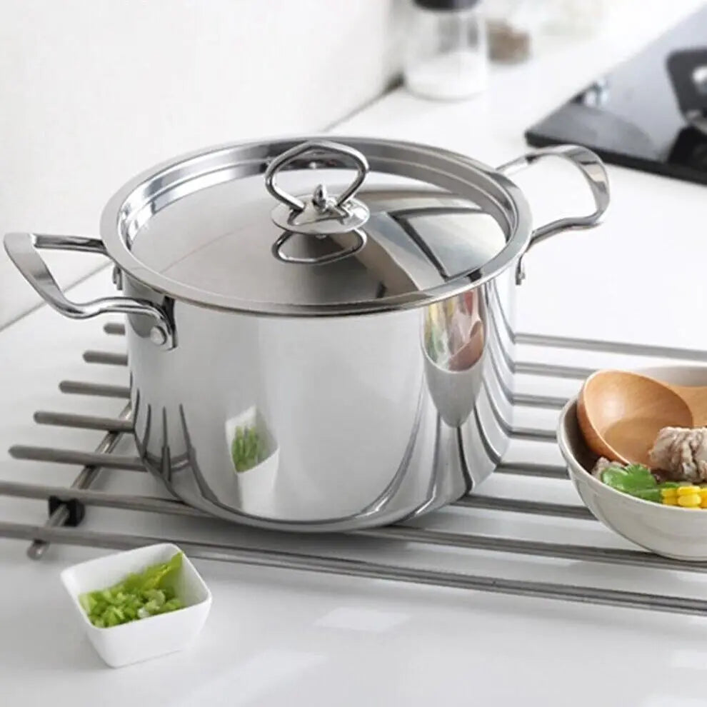 5Pc/Set Stainless Steel Cookware Casserole Stockpot Pans with Glass Lids 5 Sizes