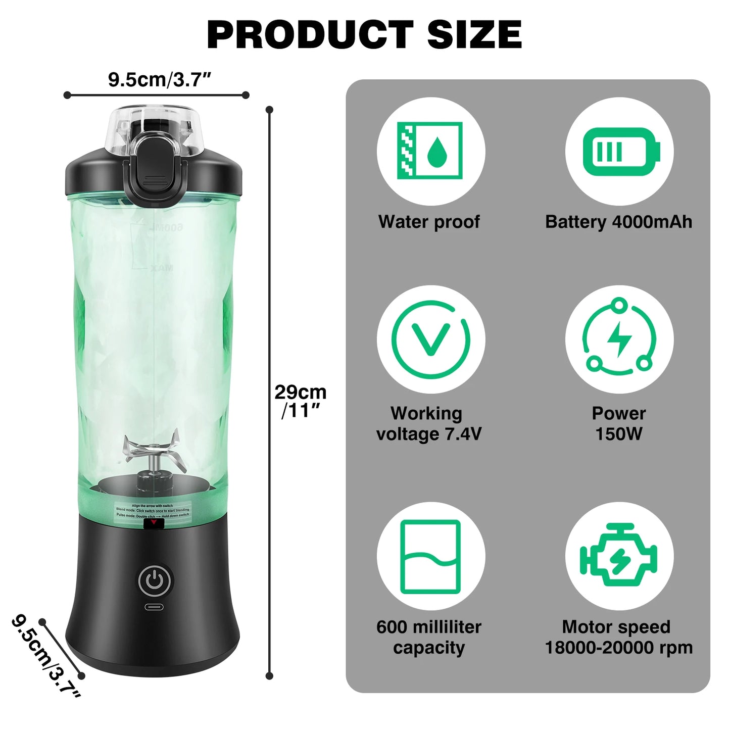 BRIEFNESS Convenient Juicer Portable Blender Juicer Smoothie Blender Directly Drinkable Blended Ice and Frozen Fruit Blender