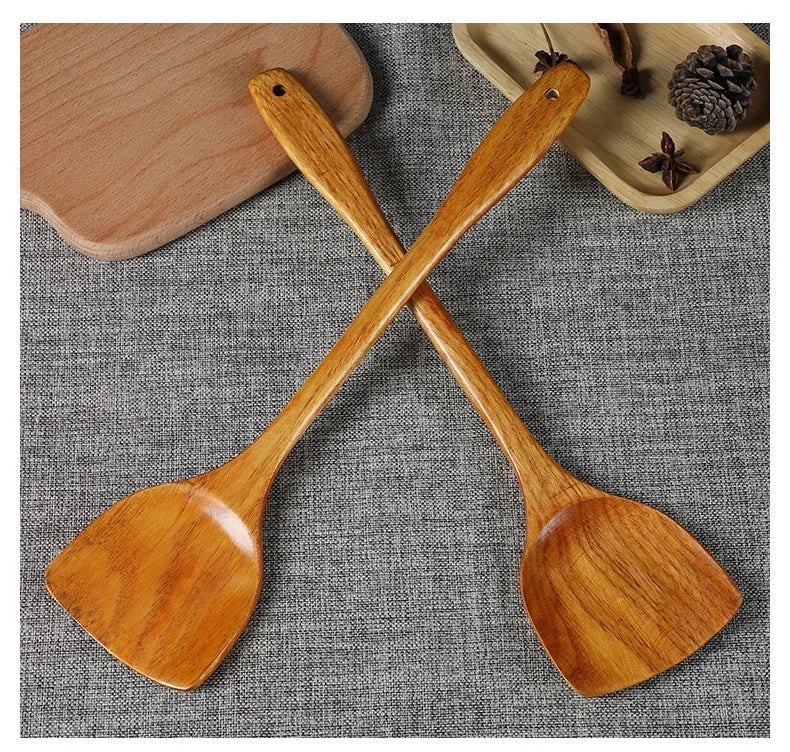 Bamboo Wood Spatula 39cm Long Handle Wooden Spatula Non-stick Pan Does Not Hurt The Pot Household Kitchen Cooking Spatula