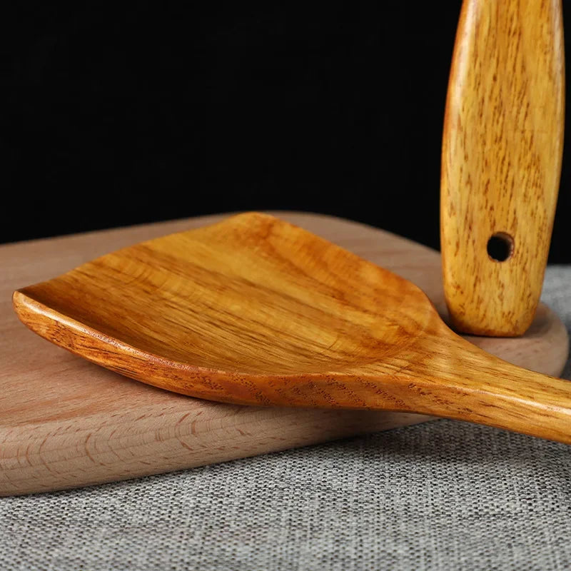 Bamboo Wood Spatula 39cm Long Handle Wooden Spatula Non-stick Pan Does Not Hurt The Pot Household Kitchen Cooking Spatula