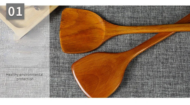 Bamboo Wood Spatula 39cm Long Handle Wooden Spatula Non-stick Pan Does Not Hurt The Pot Household Kitchen Cooking Spatula