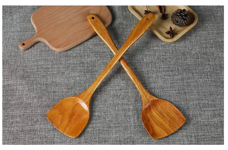 Bamboo Wood Spatula 39cm Long Handle Wooden Spatula Non-stick Pan Does Not Hurt The Pot Household Kitchen Cooking Spatula