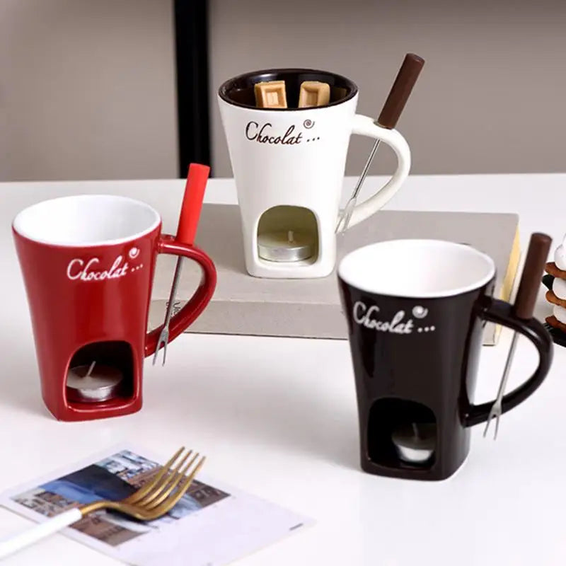 200ml Chocolate Fondue Mug Melting Cups Hot Pot Ceramic Melted Cups Butter Warmer Heating Tea Light Melt Pot For Candy Chocolate
