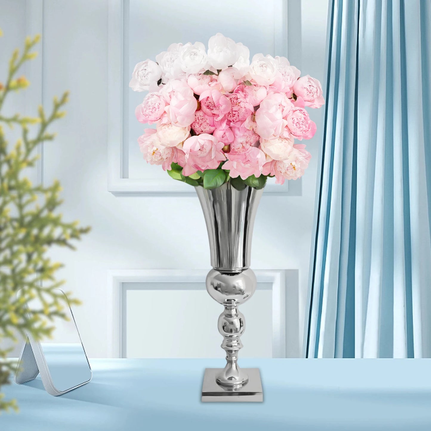 50cm Metal Flower Vase, Table Floral Stand Urn Candle Holder for Wedding Centerpieces Birthday Party Decor Road Lead Candelabra