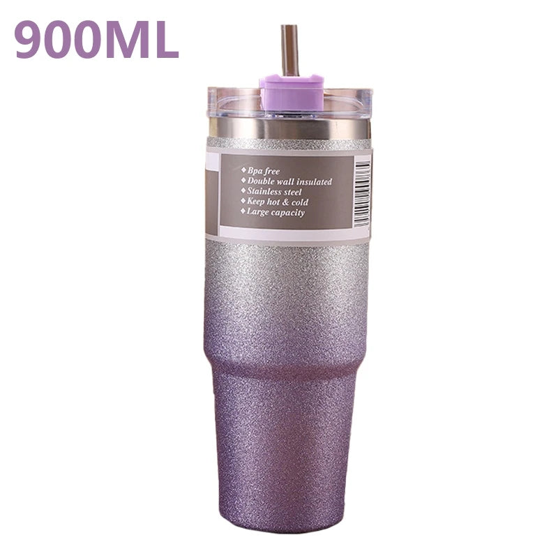 Vacuum insulated stainless steel Thermal Mug Coffee Cup with straw insulated travel cup with leakproof cover Thermos Bingba Cup