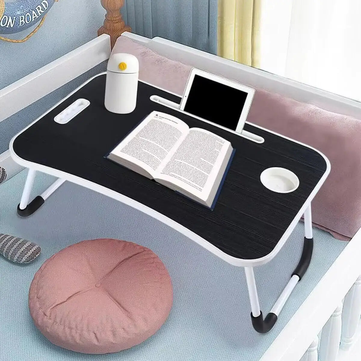Folding Laptop Desk for Bed Tray Table Desk Bed Sofa Laptop Portable Lap Desk With tablet slot and cup holder Table support