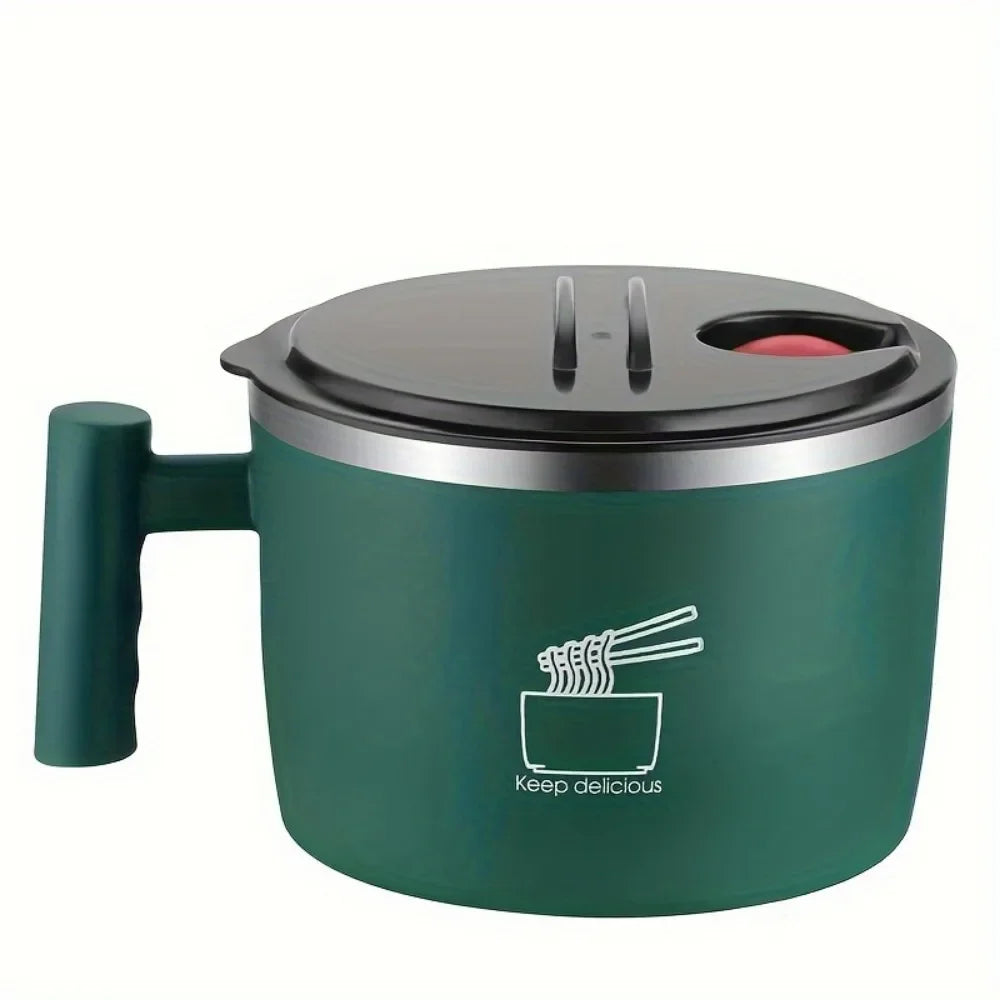 1000 ml Stainless Steel Noodle Bowl with Lid & Handle Ramen Bowl Instant Bowl for Outdoor Activity Picnic Office home