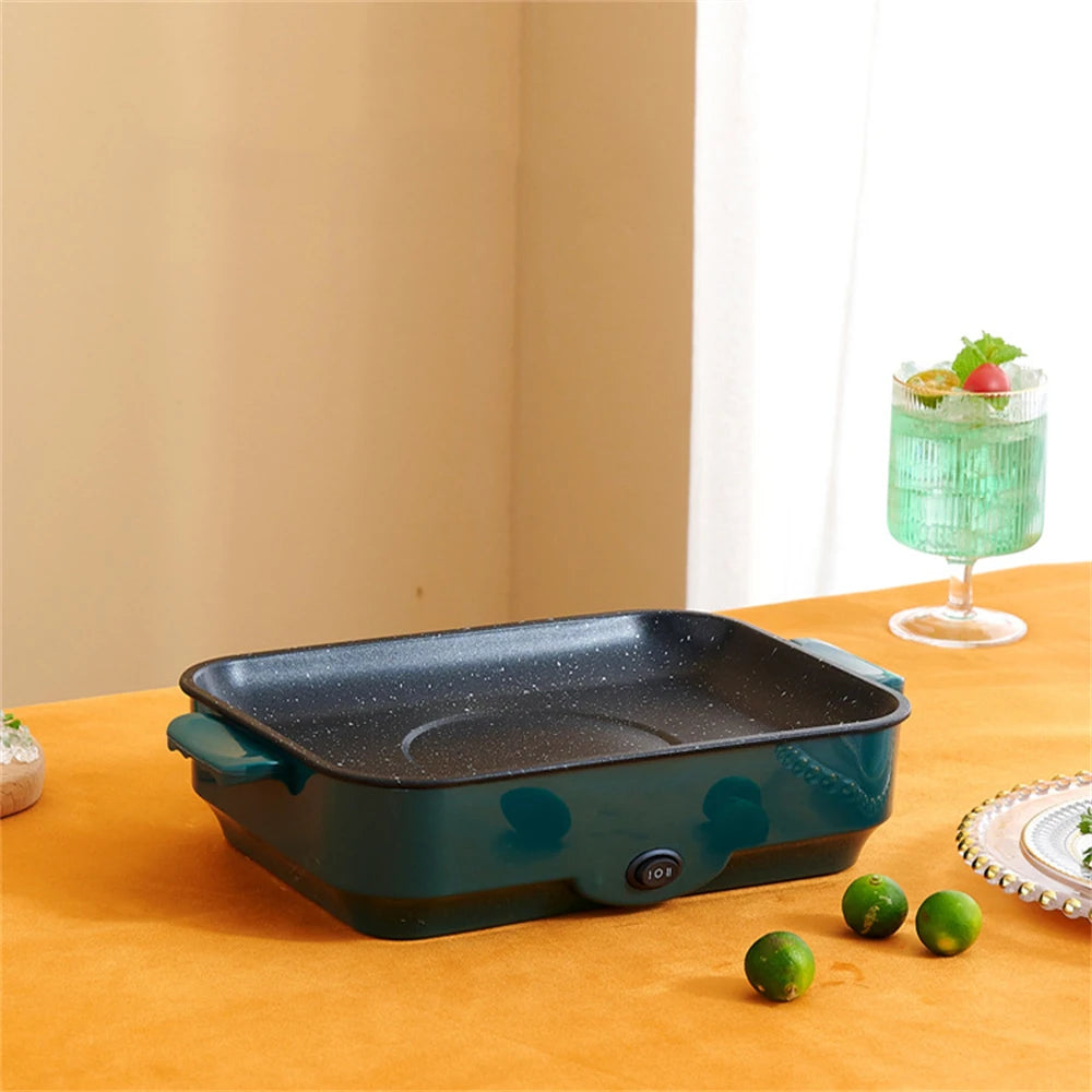 Multifunctional Electric BBQ Grill 26cm Square Mini Electric Baking Tray Pancake Steak Electric Wok Kitchen Fry Pan Baking Tray