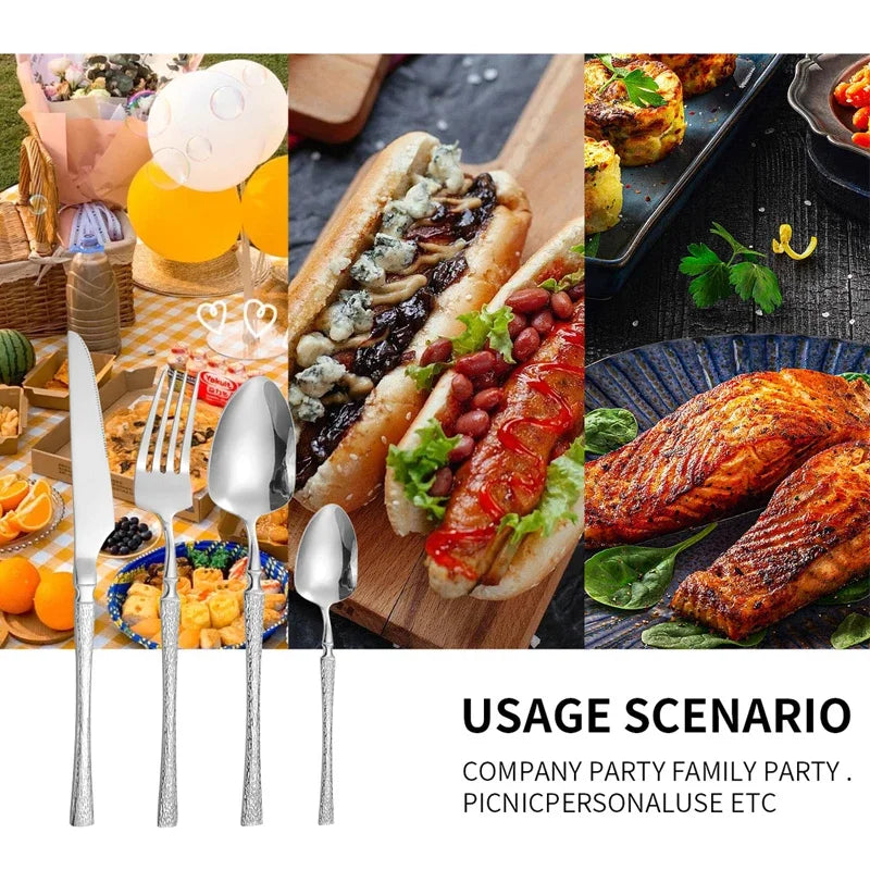 4/16/32pcs stainless steel tableware set for hotel restaurant Family Kitchen party Birthday party Chafing dish warmer set Fork
