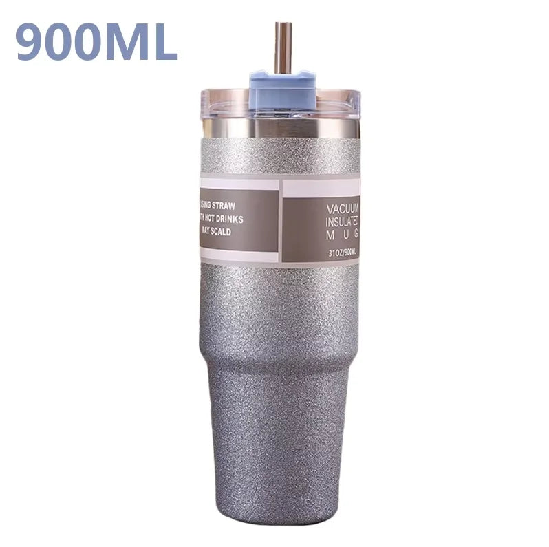 Vacuum insulated stainless steel Thermal Mug Coffee Cup with straw insulated travel cup with leakproof cover Thermos Bingba Cup