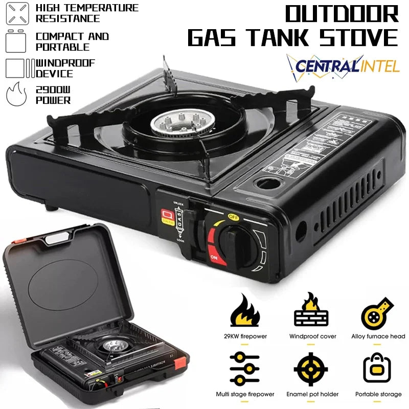 Portable Dual Fuel Camping Stove, Propane or Butane, with Carry Case, Auto Ignition Ideal for Camping Hiking BBQ and Emergencies