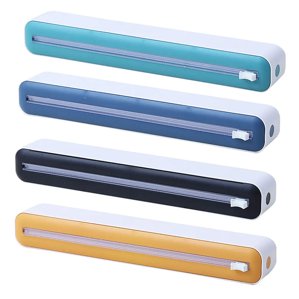 Plastic Wrap Dispenser with Cutter Foil and Plastic Wrap Organizer Refillable Food Cling Film Dispenser Kitchen Accessories