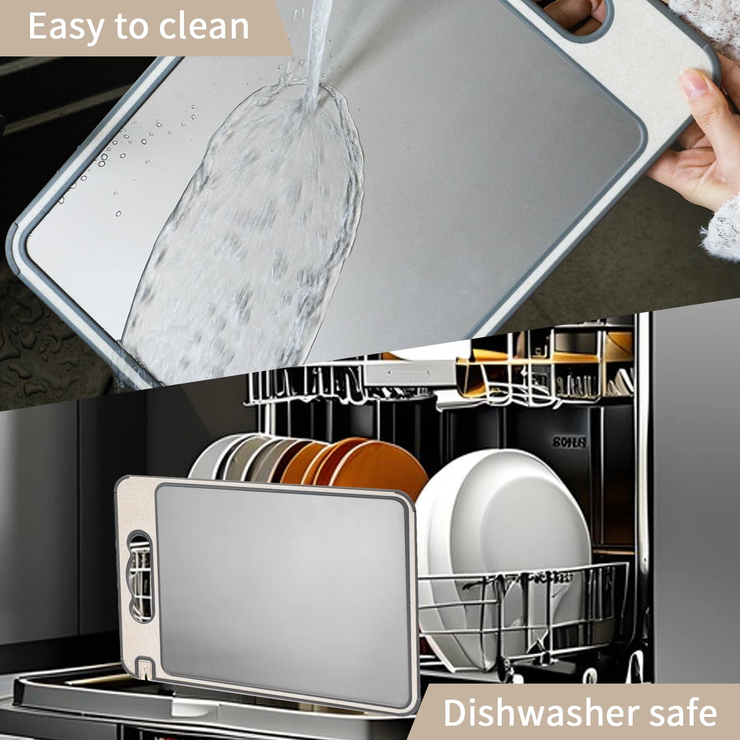 Double-Sided Titanium Chopping Board Sturdy, Scratch-Resistant Mesh Design for Handling Meat and Vegetables, Dishwasher Safe