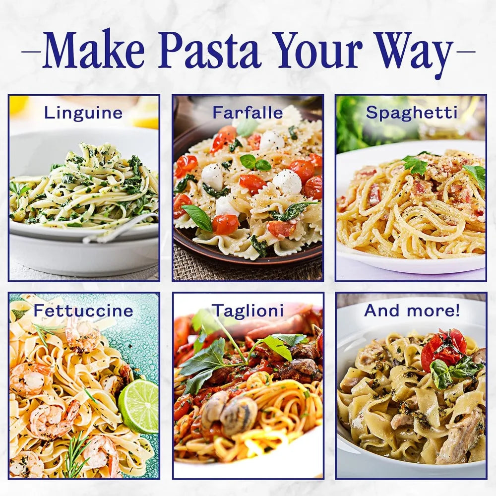 Pasta Maker Machine, Adjustable Thickness Settings, Noodles Maker with Washable Aluminum Alloy Rollers and Cutter