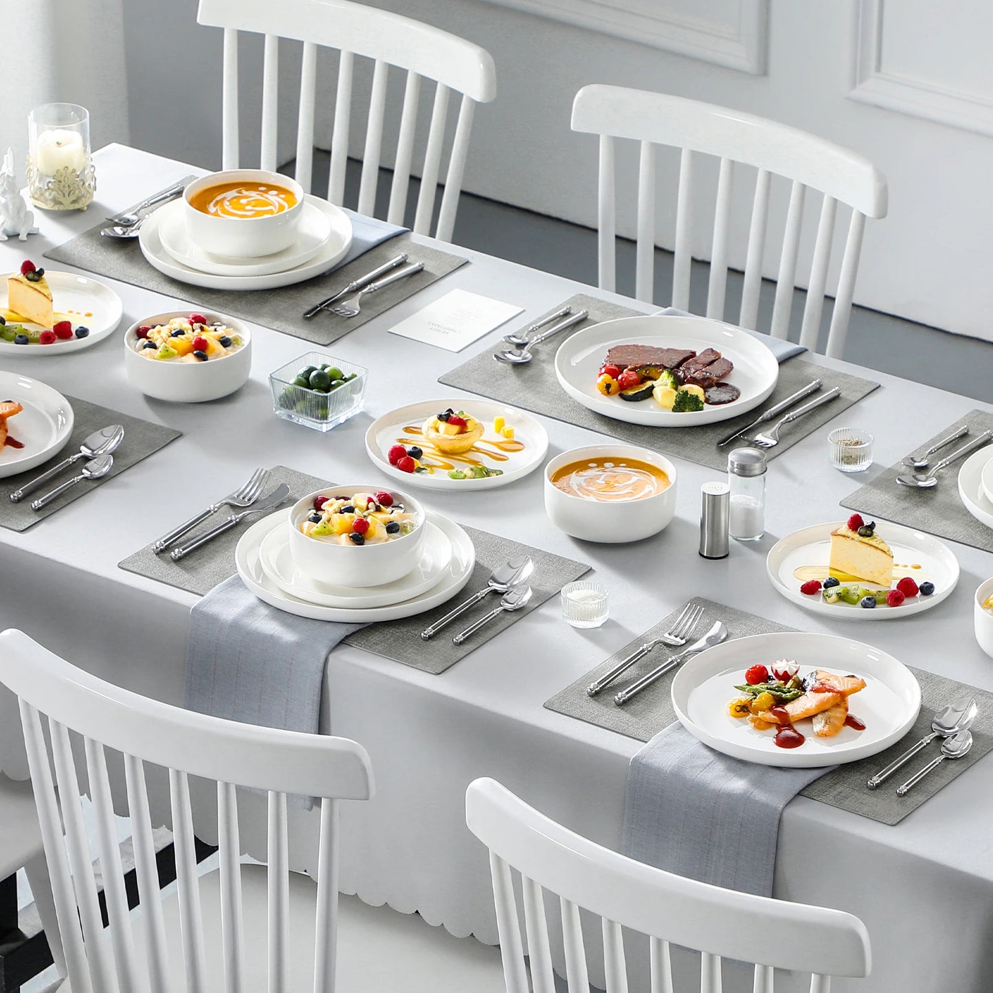 MALACASA 18/36-Piece Ceramic Plate Porcelain Dinnerware Set with 6/12 Pcs Dinner/Dessert Plates,Bowl Tableware Set for 6/12