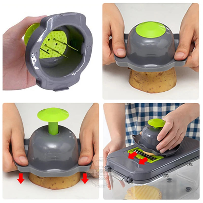 Vegetable Chopper Multifunctional Vegetable Cutter Shredders Slicer with basket Potato Onion Chopper Carrot Grater Slicer