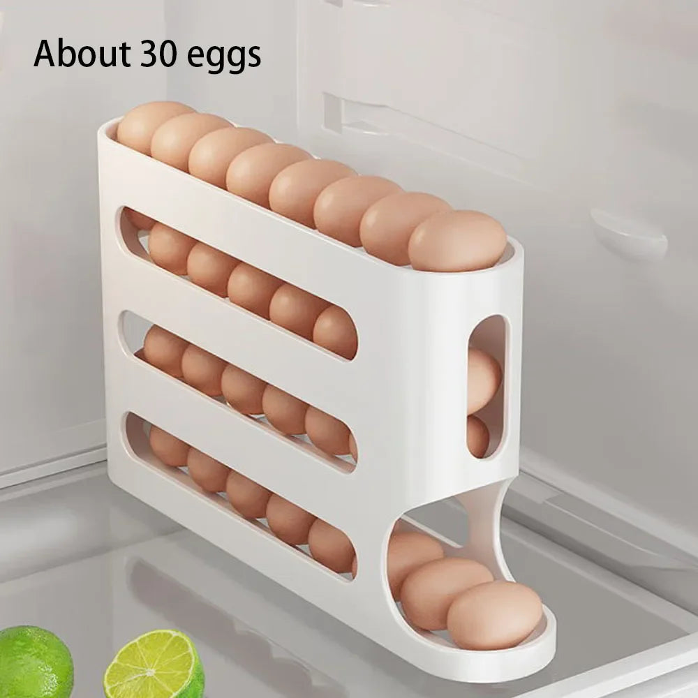 Egg dispenser 4-layer automatic rolling egg rack Refrigerator Egg storage box container Kitchen refrigerator organizer