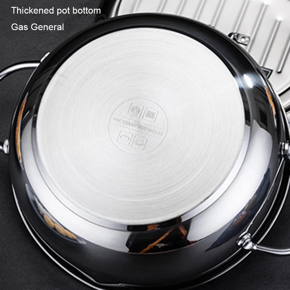Japanese Style Deep Frying Pot with Thermometer Lid Oil Drip Drainer Rack 304 Stainless Steel Frying Chicken Pot for 2-3 People