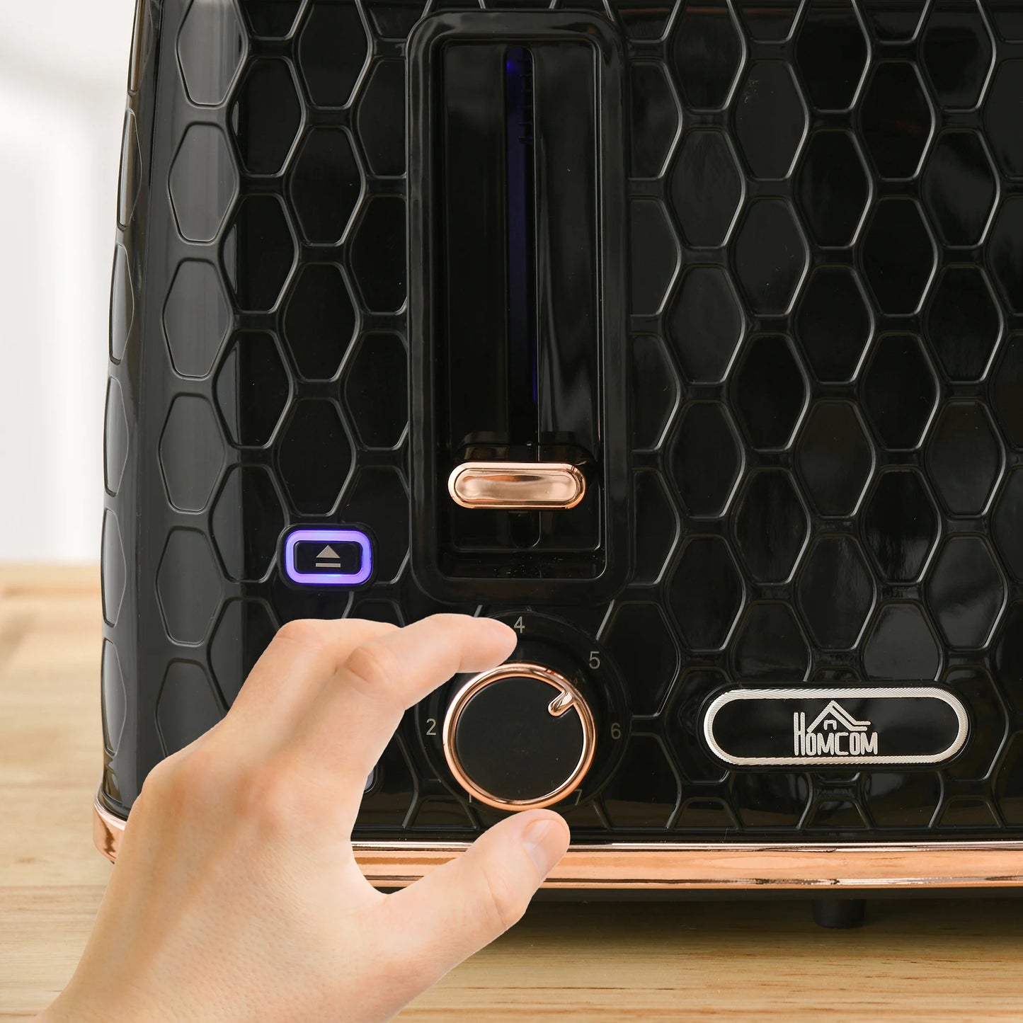 HOMCOM Toaster with 4 Slot, 7 Browning Levels, 1600W, Colourful Honeycomb