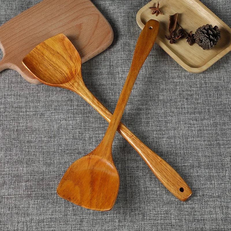 Bamboo Wood Spatula 39cm Long Handle Wooden Spatula Non-stick Pan Does Not Hurt The Pot Household Kitchen Cooking Spatula