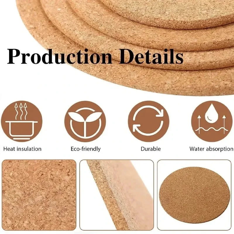 30/1PCS Non-Slip Cork Coaster Natural Round Wooden Cup Mat Heat Insulation Pads Tea Coffee Mug Drinks Holder Table Decoration