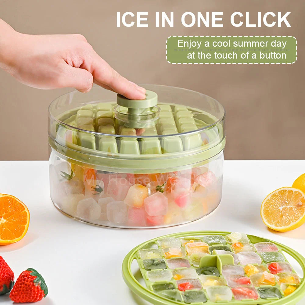 32 Grid Silicone Ice Cube Tray Mould With Lid Shovel Storage Box Remove With One Click Ice Maker DIY Whiskey Cocktail Tools