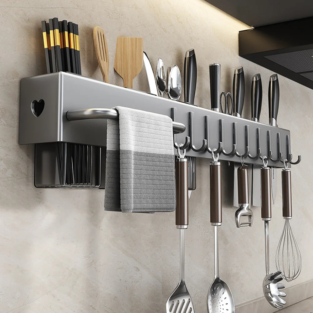Kitchen Shelves Household Organizer Wall Mounted Rack Knife Holder Kitchen Storage Shelving Units Tableware Shelf
