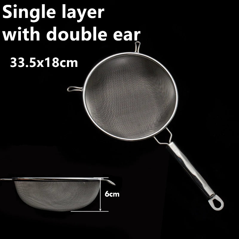 Stainless Steel Fine Mesh Strainer Colander Spoon with Hook Hot Pot Soy Juice Flour Sieve Filter Frying Scoop kitchen Utensil