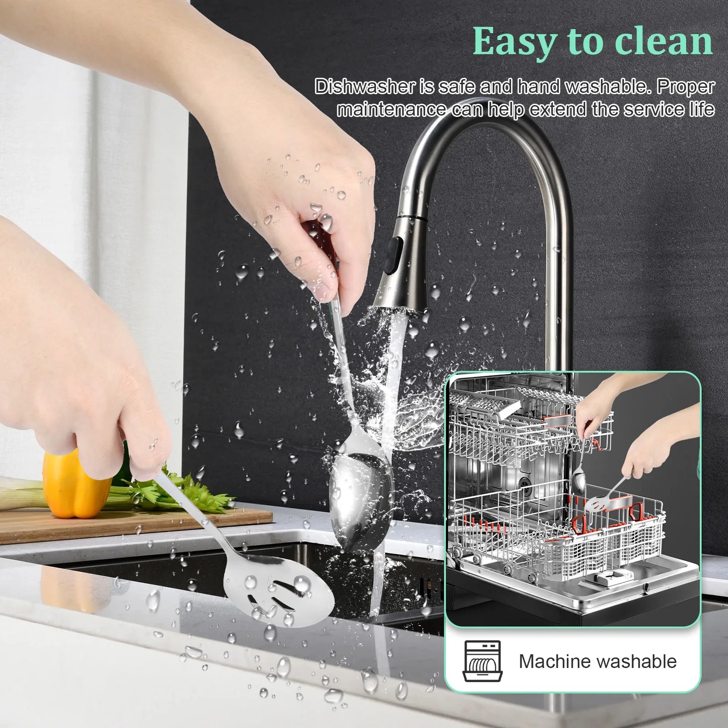 12 件套 Serving Spoons Set Includes 6 Serving Spoons and 6 Slotted Spoons Stainless Steel Buffet Spoons Dishwasher Safe Serving