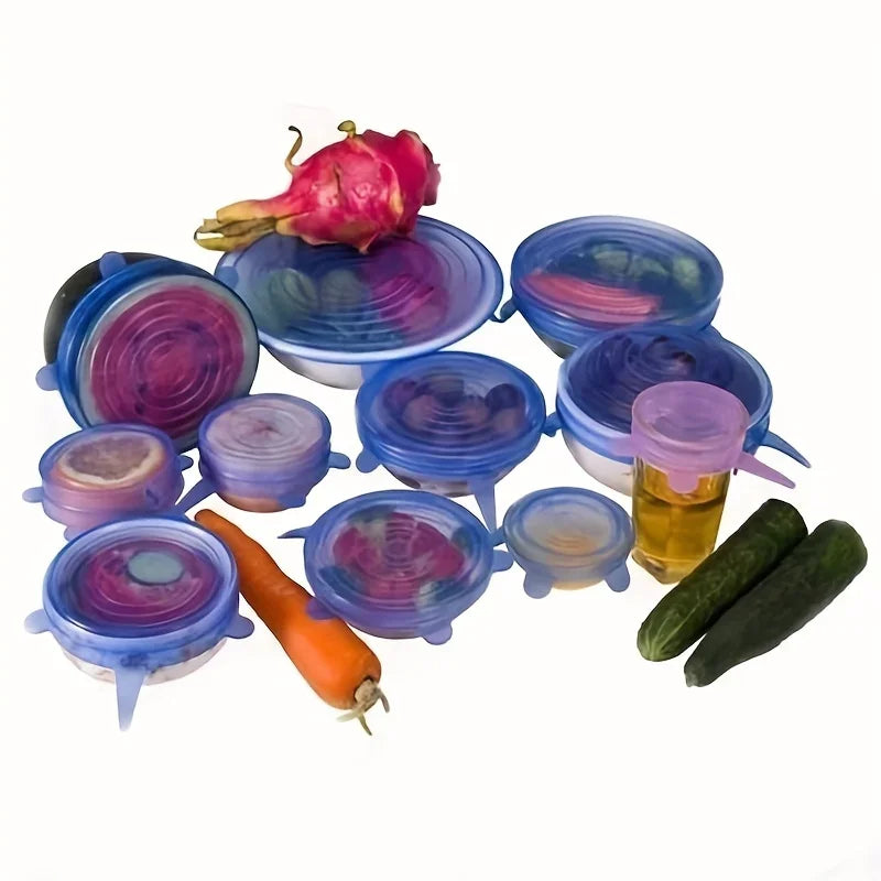 6Pcs/Set Transparent Silicone Kitchen Utensils Fresh-keeping Stretch Universal Bowl Cover Refrigerator Microwave Oven Sealed