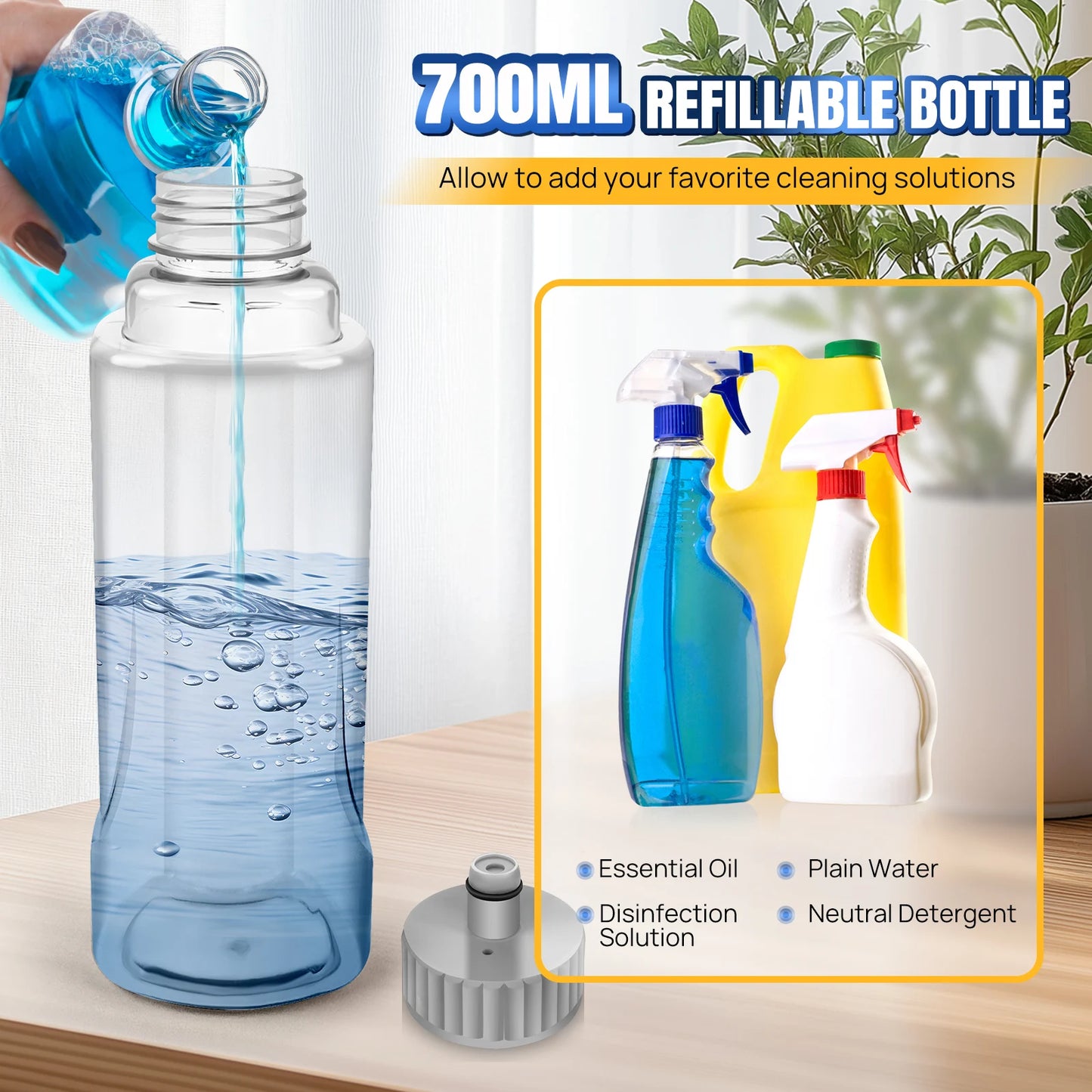 Spray Mop Broom Set Magic Flat Mops for Floor Home Cleaning Household Tool with Reusable Microfiber Pads 360° Rotating, 700ml