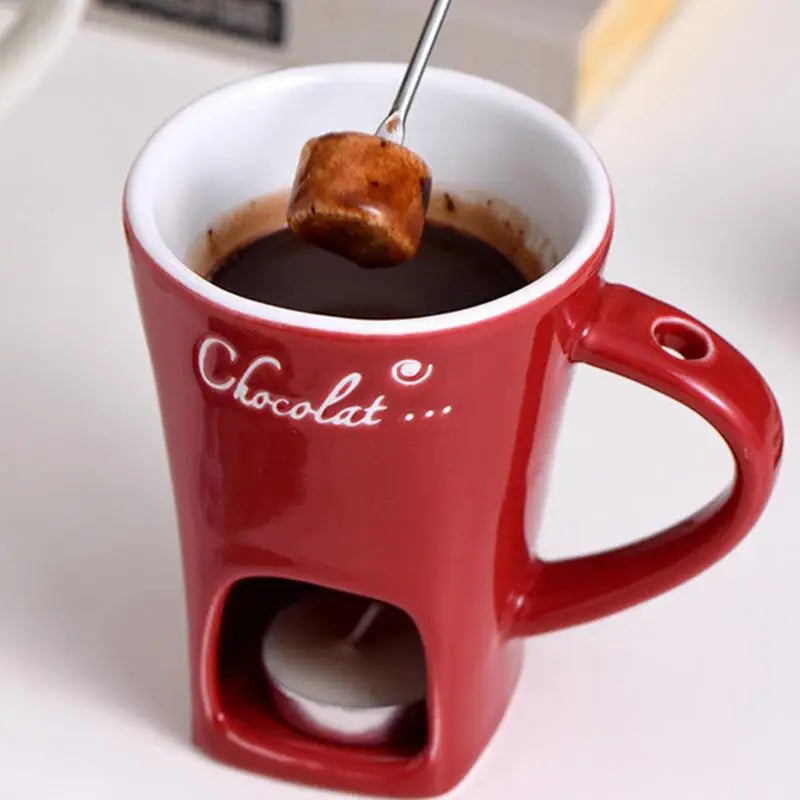 200ml Chocolate Fondue Mug Melting Cups Hot Pot Ceramic Melted Cups Butter Warmer Heating Tea Light Melt Pot For Candy Chocolate