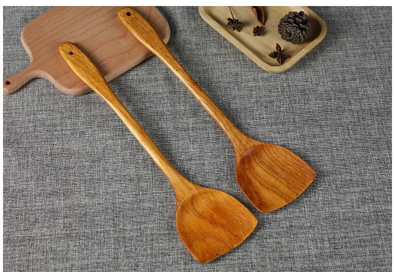 Bamboo Wood Spatula 39cm Long Handle Wooden Spatula Non-stick Pan Does Not Hurt The Pot Household Kitchen Cooking Spatula