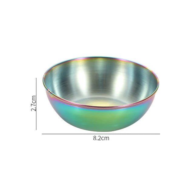 Stainless Round Steel Seasoning Dish Hot Pot Dipping Bowl Small Food Sauce Cup Sushi Vinegar Soy Saucer Container Appetizer Tra