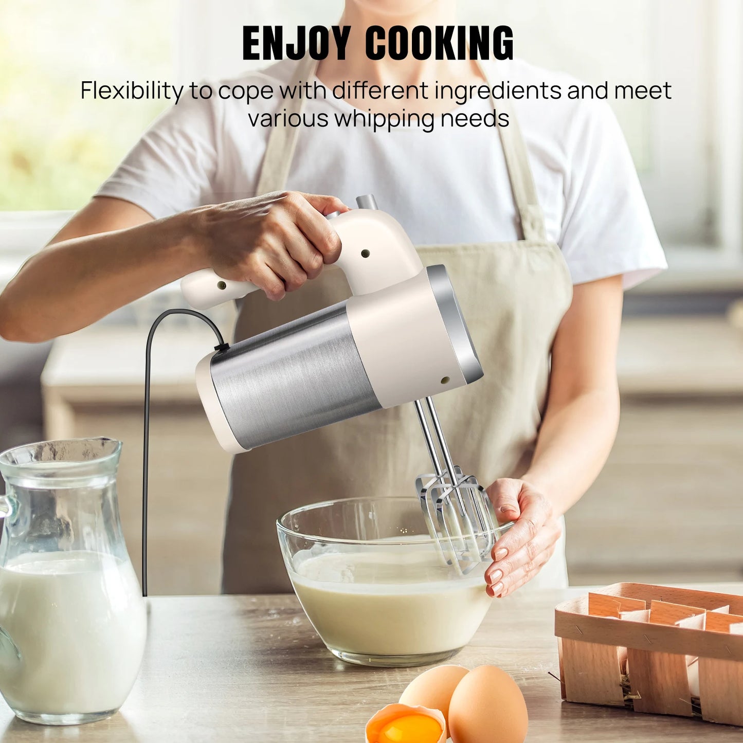 Convenient home 600W electric handheld egg beater 5 kinds of speed baking cake mixers