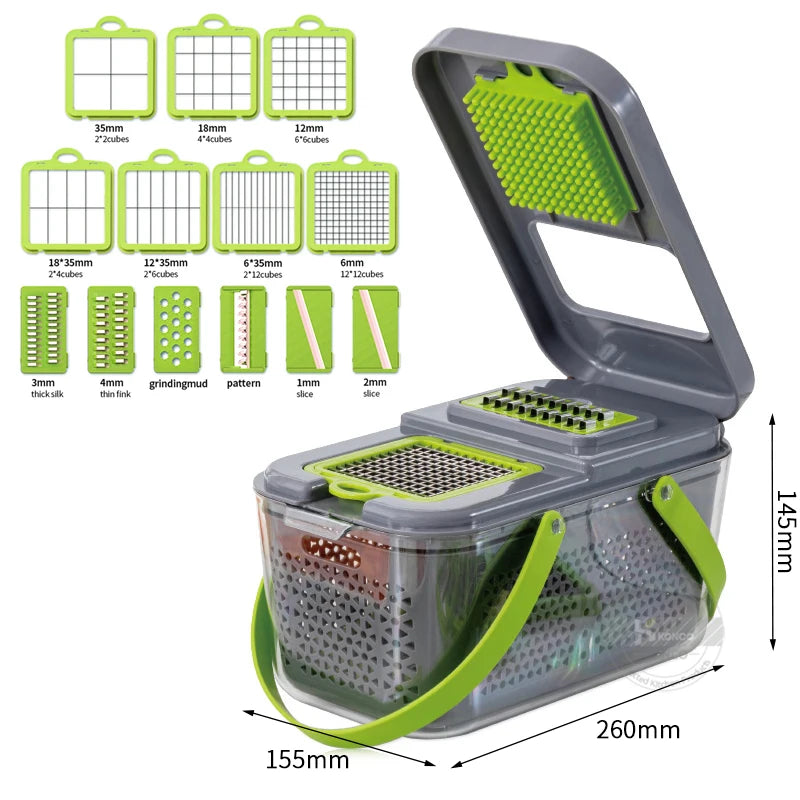 Vegetable Chopper Multifunctional Vegetable Cutter Shredders Slicer with basket Potato Onion Chopper Carrot Grater Slicer
