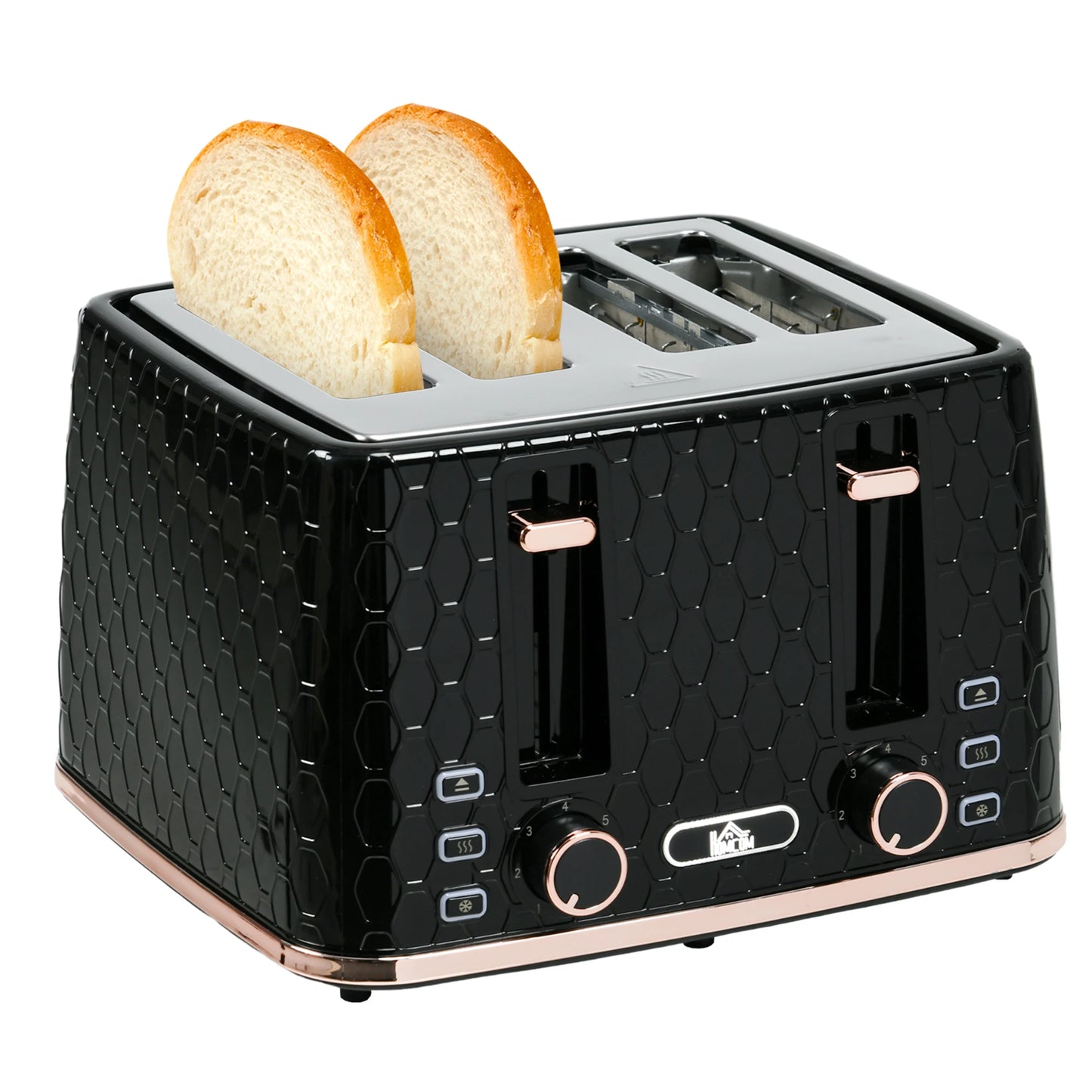 HOMCOM Toaster with 4 Slot, 7 Browning Levels, 1600W, Colourful Honeycomb