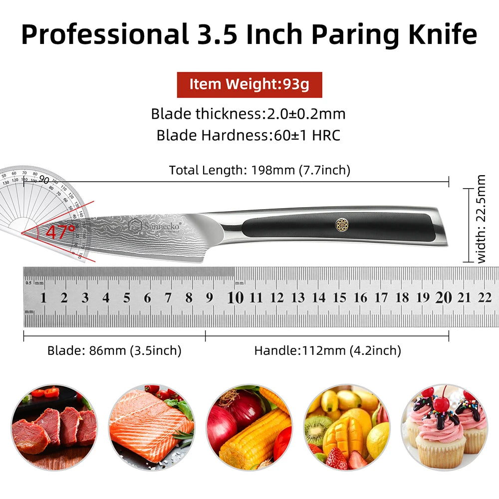 Sunnecko Damascus Chef's Knives High Carbon VG10 Steel Kitchen Design Knife Tools Ultra Sharp Vegetable Fruit Meat Cutting Knife