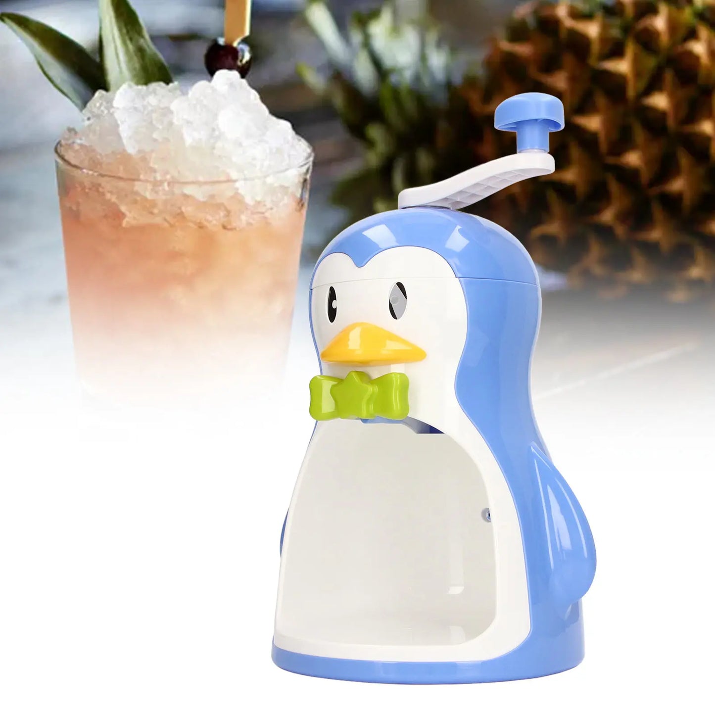 Penguin Shape Snow Cone Maker, Premium ABS Penguin Shaved Ice Machine, Portable Manual Snow Cone Maker, Ideal for Outdoor Use