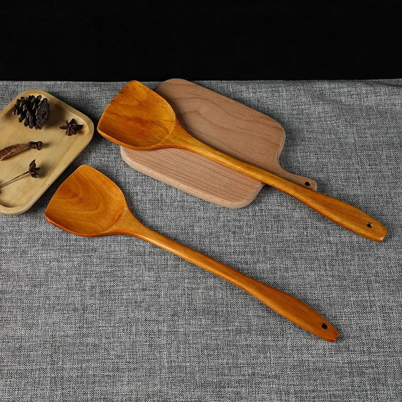 Bamboo Wood Spatula 39cm Long Handle Wooden Spatula Non-stick Pan Does Not Hurt The Pot Household Kitchen Cooking Spatula