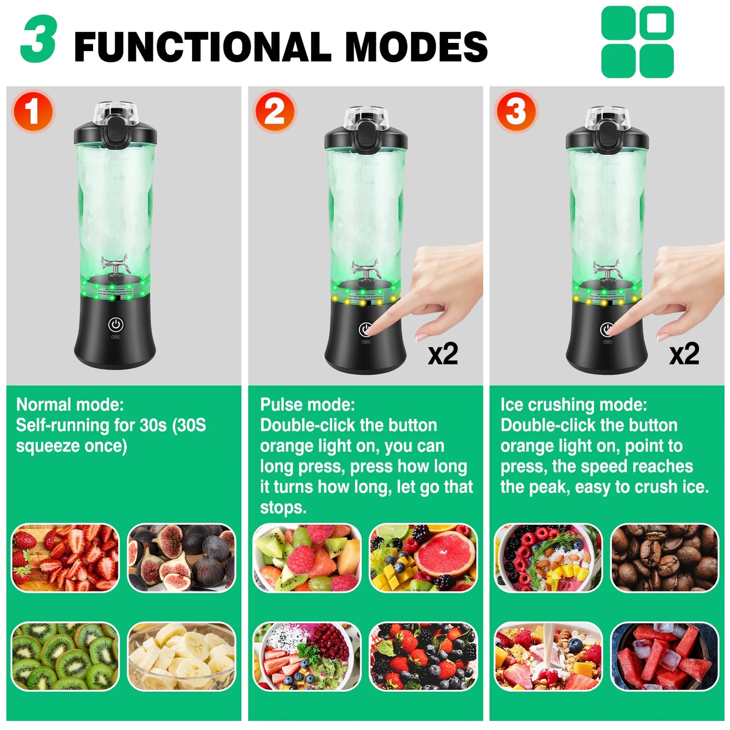 BRIEFNESS Convenient Juicer Portable Blender Juicer Smoothie Blender Directly Drinkable Blended Ice and Frozen Fruit Blender
