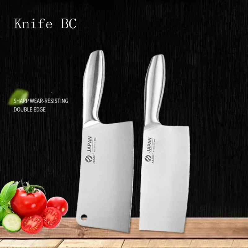 Professional Kitchen Knives Chef Chopping Knife Hollow Handle Meat Vegetable Slicing Knife Solid Wood Magnetic Knife Block